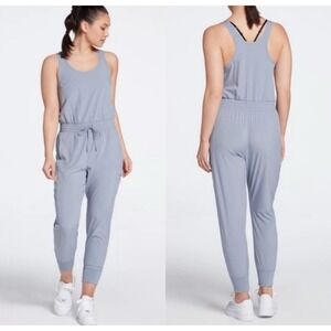 Calia by Carrie Underwood Cargo Pocket Jumpsuit Racerback Grey Pearl Size‎ XS